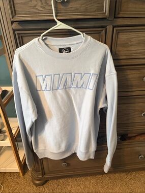 Miami Heat Embroidered Light Blue Crewneck Sweatshirt